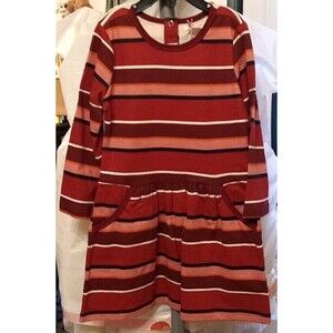 Pumpkin Patch Girls Burgundy Pink Stripe Fleece Pocket Dress Size 4 NWT! Cute!